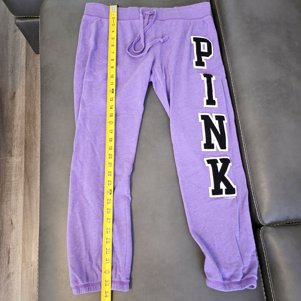 Victoria's Secret PINK Y2K Lavender Purple Black Varsity Patch Sweatsuit Set - M - Picture 7 of 8